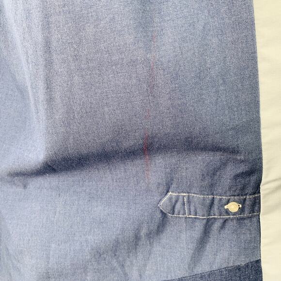 NEEDLES L Blue Light Blue Patchwork Deconstructed Cotton Blend Long Sleeve Shirt - Picture 6 of 10